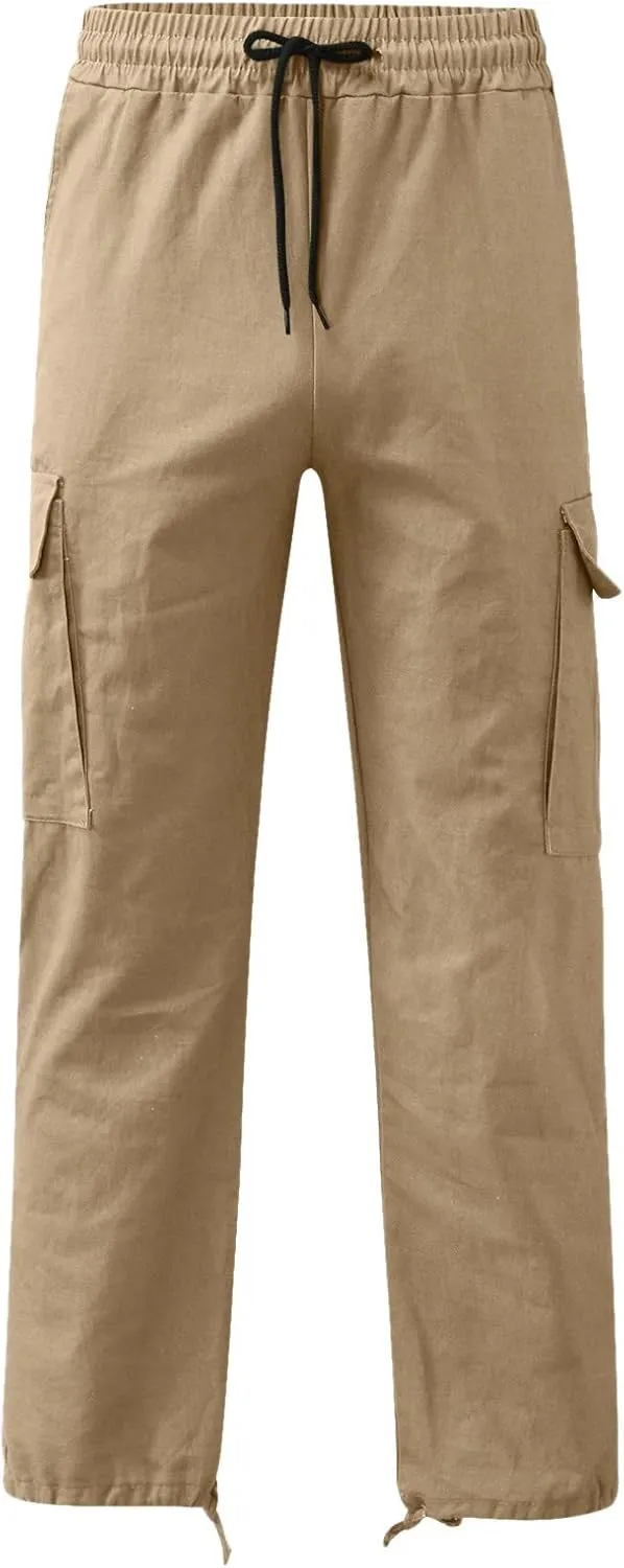 Men's 2025 Summer Casual Cargo Sweatpants Waist Drawstring Joggers Tactical Loose Fit Pants for Men with Multi Pockets