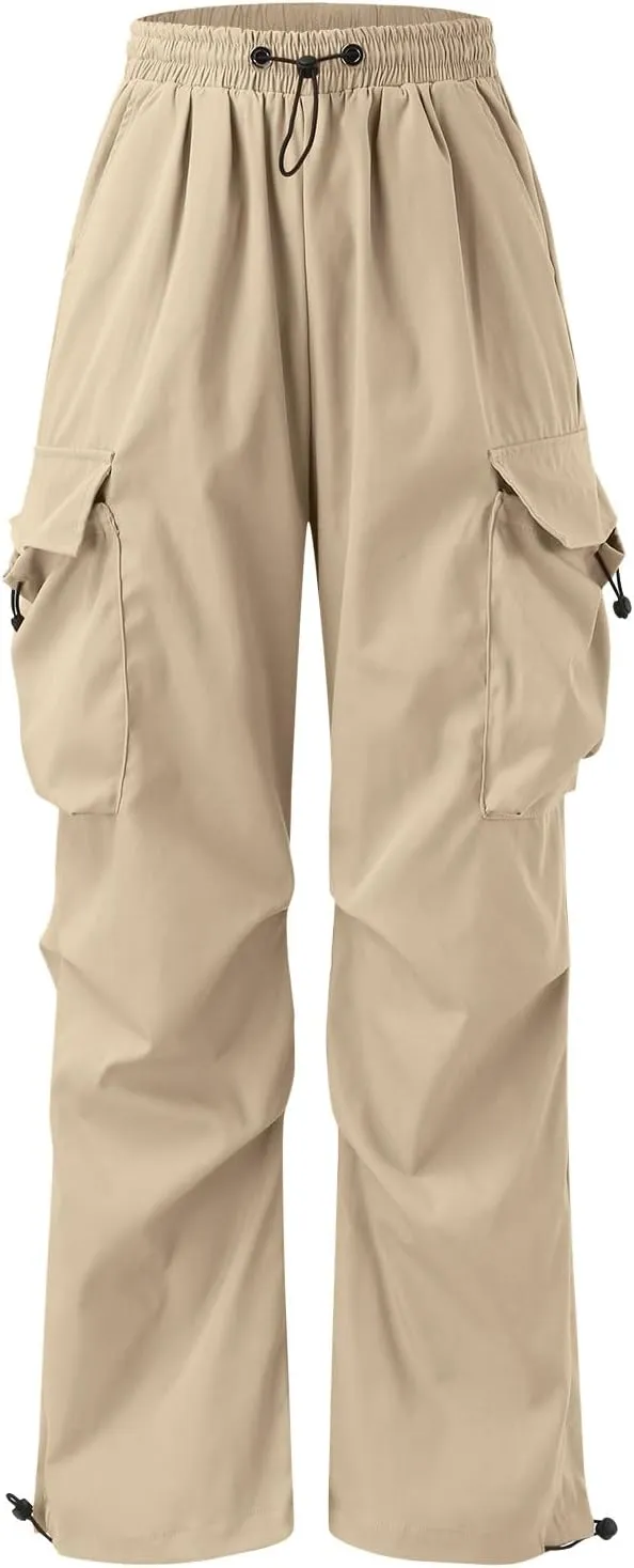 Mens Baggy Cargo Pants Parachute Pants Causal Loose Fit Joggers Trendy Harem Pants Hip Hop Streetwear with Pockets