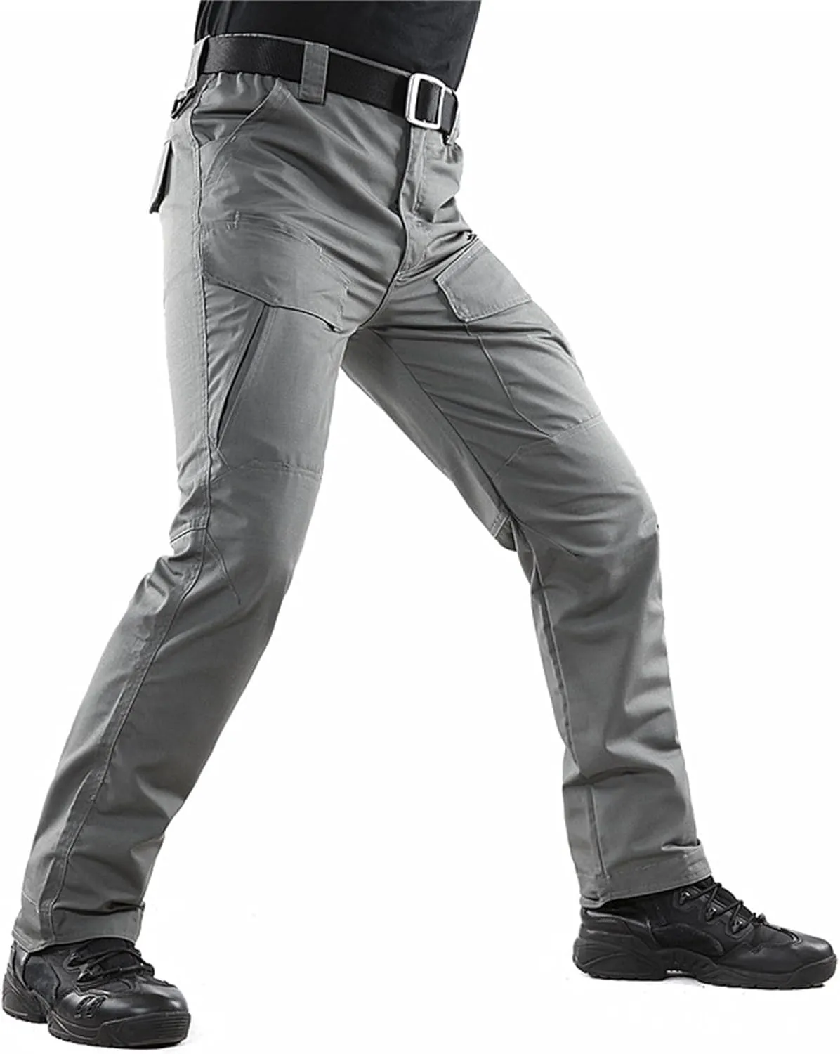 Men's Camouflage Slim-Fitting Pants Elastic Waist Tactical Training Multi-Pocket Work Pants