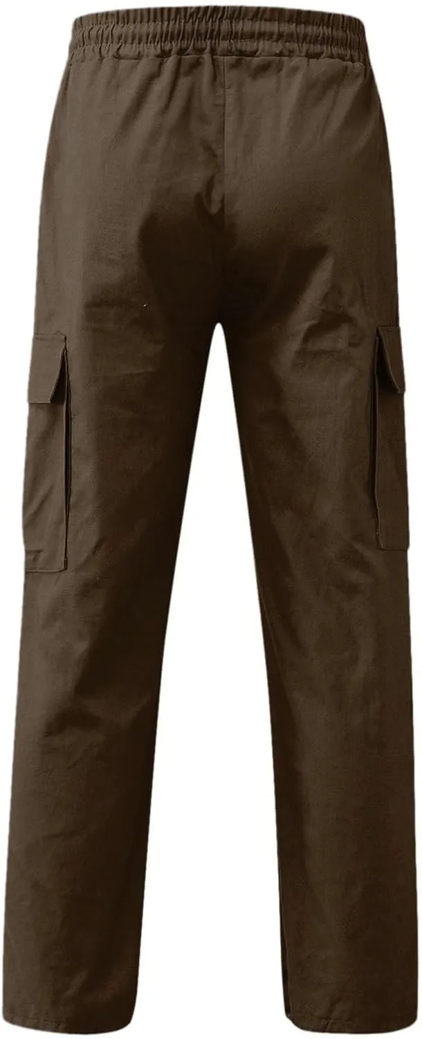 Mens Cargo Pants Casual Joggers Hiking Pants Loose Straight Athletic Workout Sweatpants with Pockets