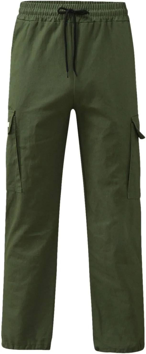 Mens Cargo Pants Casual Joggers Hiking Pants Loose Straight Athletic Workout Sweatpants with Pockets