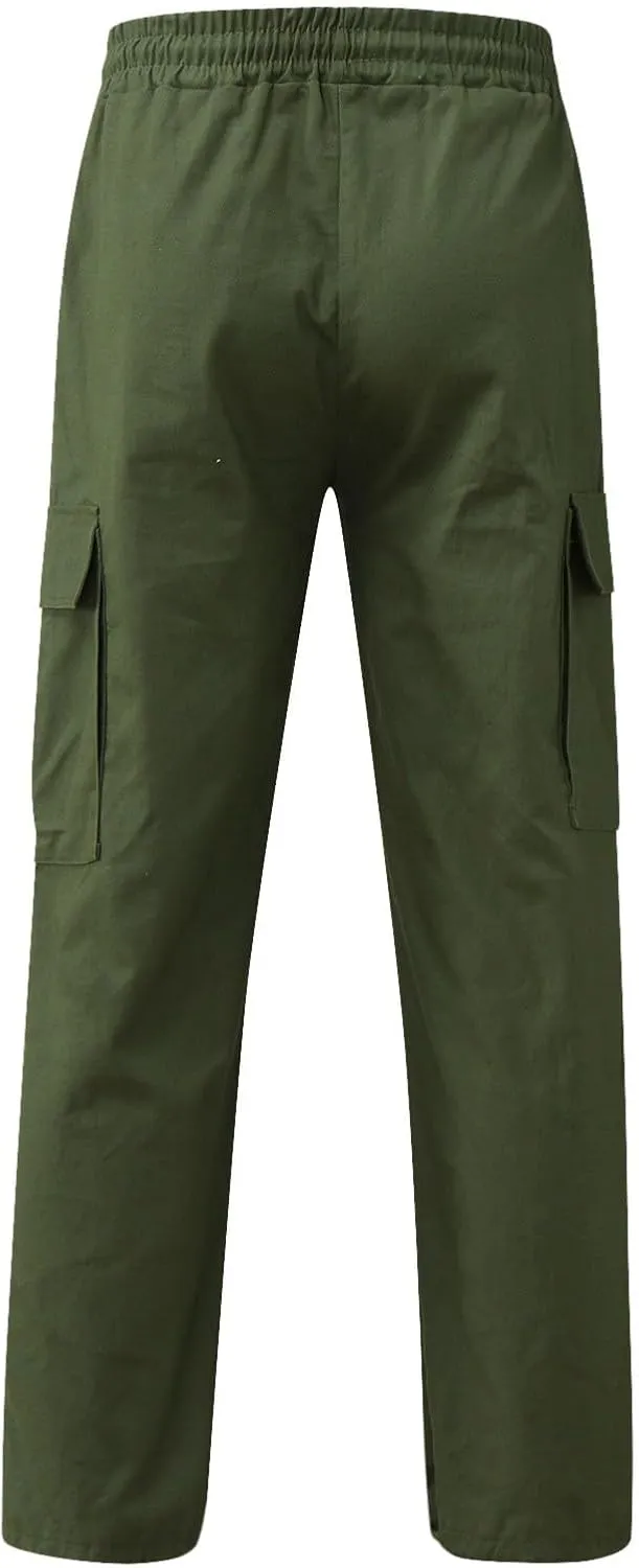 Mens Cargo Pants Casual Joggers Hiking Pants Loose Straight Athletic Workout Sweatpants with Pockets