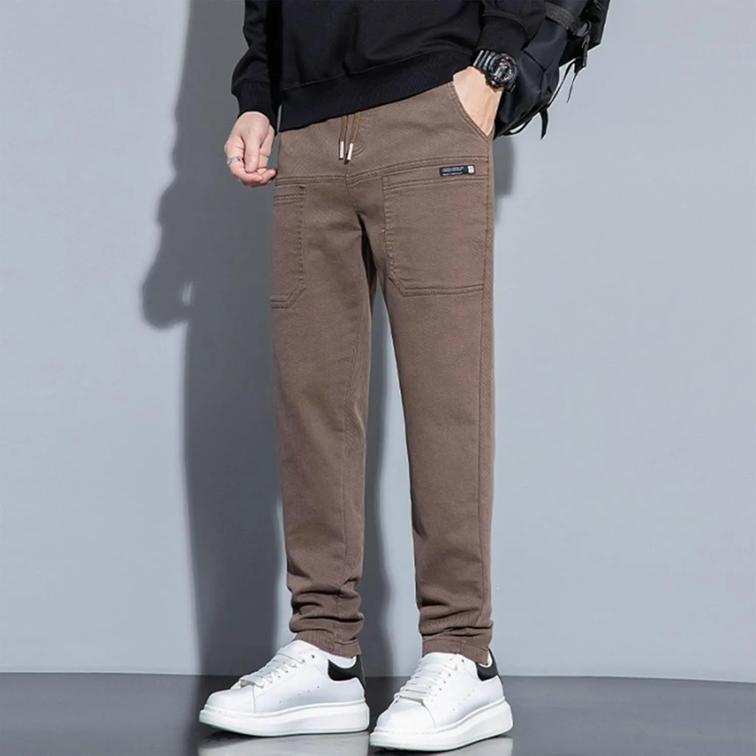 Mens Cargo Pants Slim Fit Multipants - High Stretch Multi-Pocket Durable Cargo Pants Drawstring Chinos Golf Pant