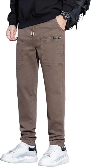 Mens Cargo Pants Slim Fit Multipants - High Stretch Multi-Pocket Durable Cargo Pants Drawstring Chinos Golf Pant