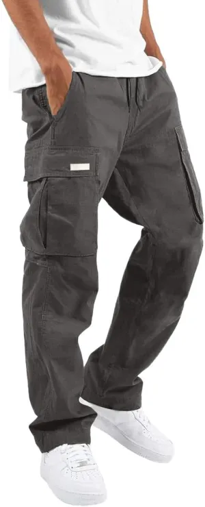 Men's Cargo Pants Solid Color Summer Lightweight Trousers Lounge Loose Fit Overalls House Outdoor Hiking Joggers