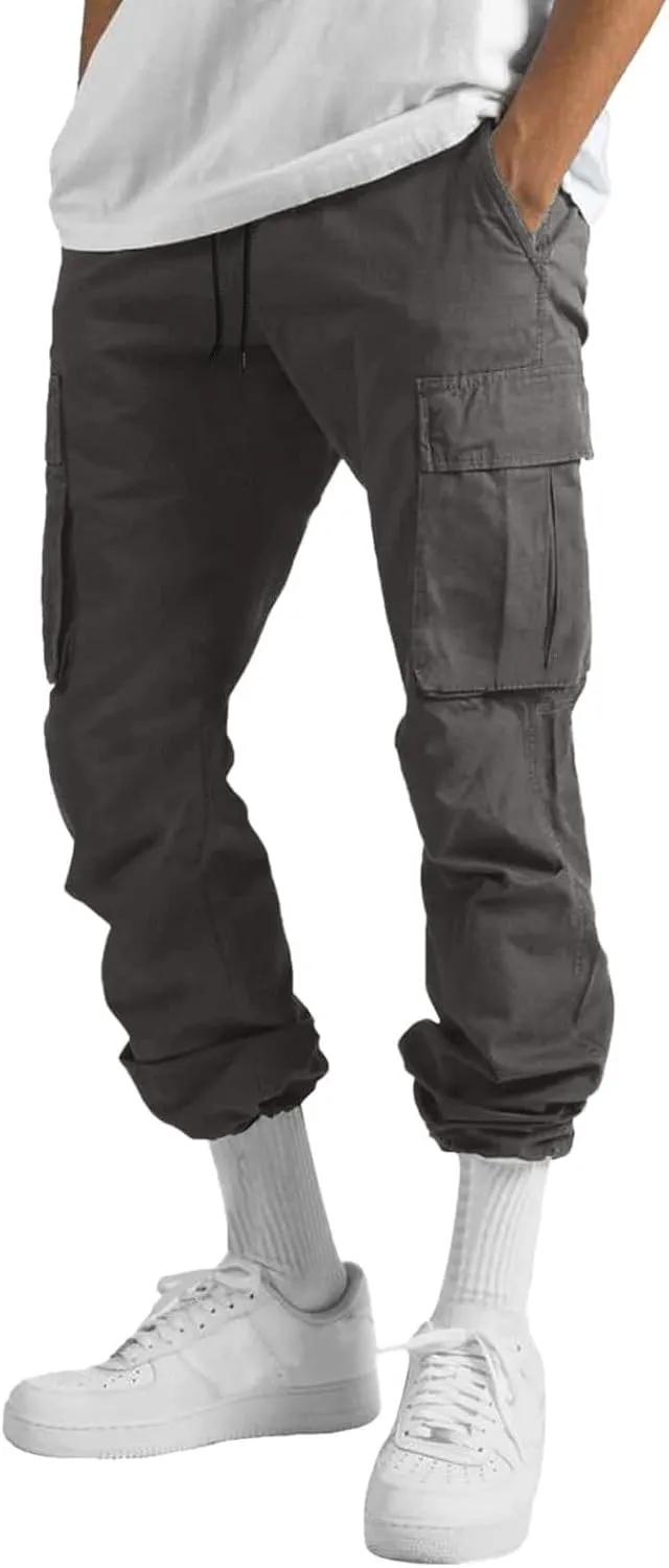 Men's Cargo Pants Solid Color Summer Lightweight Trousers Lounge Loose Fit Overalls House Outdoor Hiking Joggers