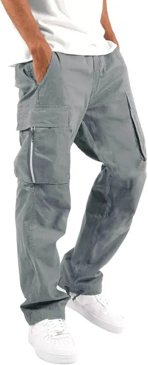 Mens Cargo Work Pants,Multi Woven Pocket Foot Rope Solid Pants Street Cargo Tie Cargo Pants Mens Fashion Joggers