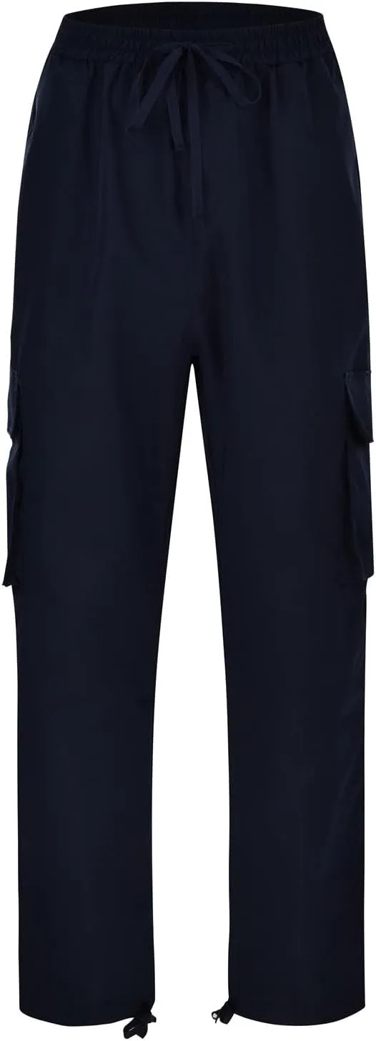 Mens Cargo Work Pants,Multi Woven Pocket Foot Rope Solid Pants Street Cargo Tie Cargo Pants Mens Fashion Joggers