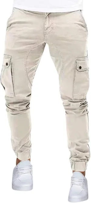 Men's Casual Cargo Pant Slim Fit Hiking Pants Stretch Stylish Baggy Pants Tactical Trousers with Multi Pockets