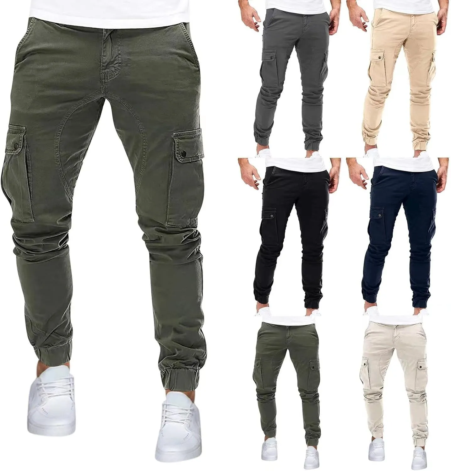 Men's Casual Cargo Pant Slim Fit Hiking Pants Stretch Stylish Baggy Pants Tactical Trousers with Multi Pockets