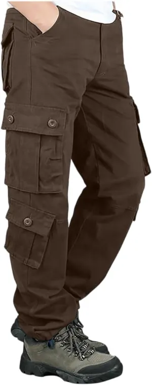 Men's Casual Cargo Pants Lightweight Hiking Work Elastic Waist Tactical Pants