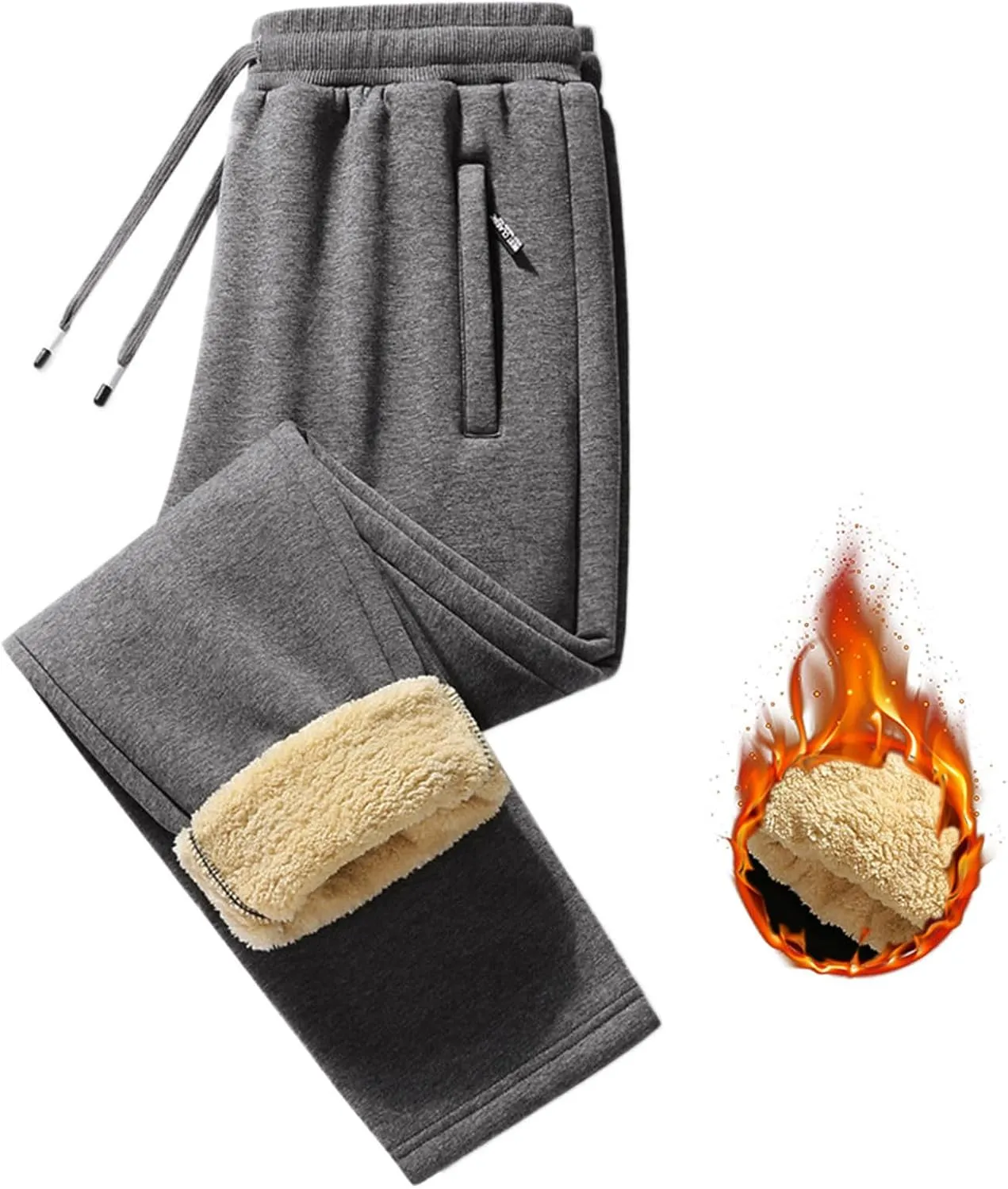 Mens Casual Cotton Sweatpants Drawstring Elastic Waist Wide Leg Pant Workout Sport Pants Work Multi Pockets