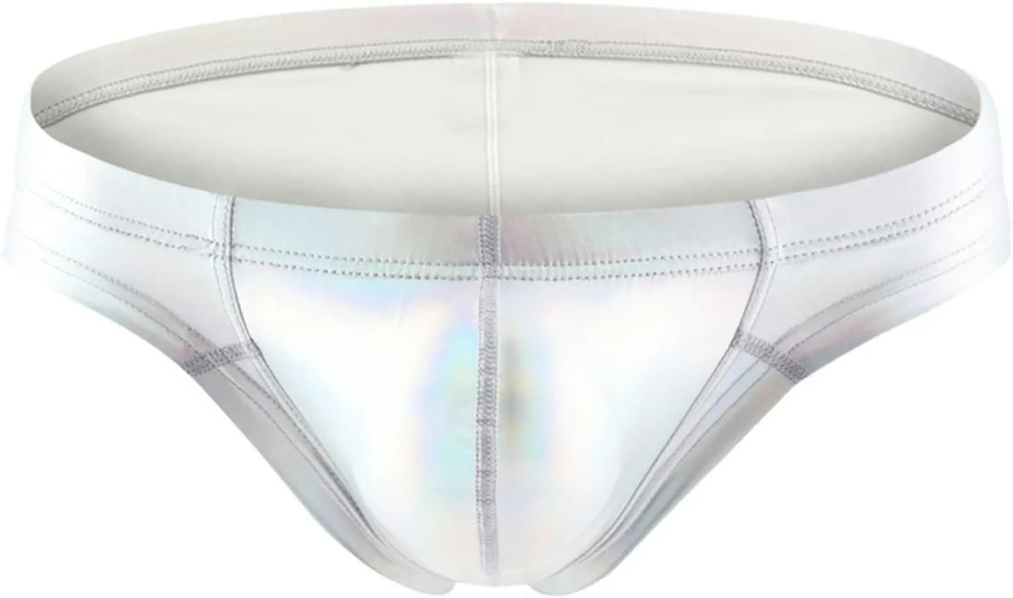 Men's Casual Fashion Low Rise Leather Wrinkled Small Briefs For Men With Bronzing