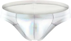 Men's Casual Fashion Low Rise Leather Wrinkled Small Briefs For Men With Bronzing