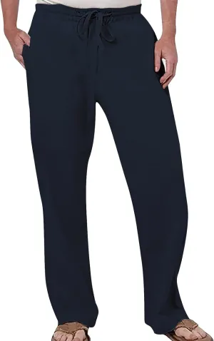 Mens Casual Linen Workout Pants Lightweight Comfy Joggers Regular Fit Beach Pant Hiking Hunting Work Trousers Black Chino Mens Yoga Pants