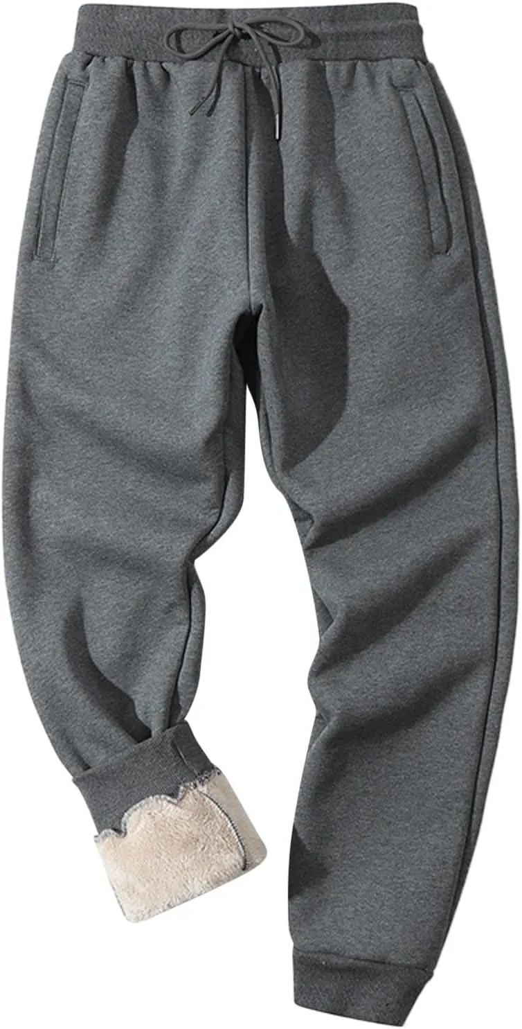 Men's Casual Sweatpants Baggy Wide Straight Leg Joggers Dress Pants Fall Winter Long Trousers with Pockets