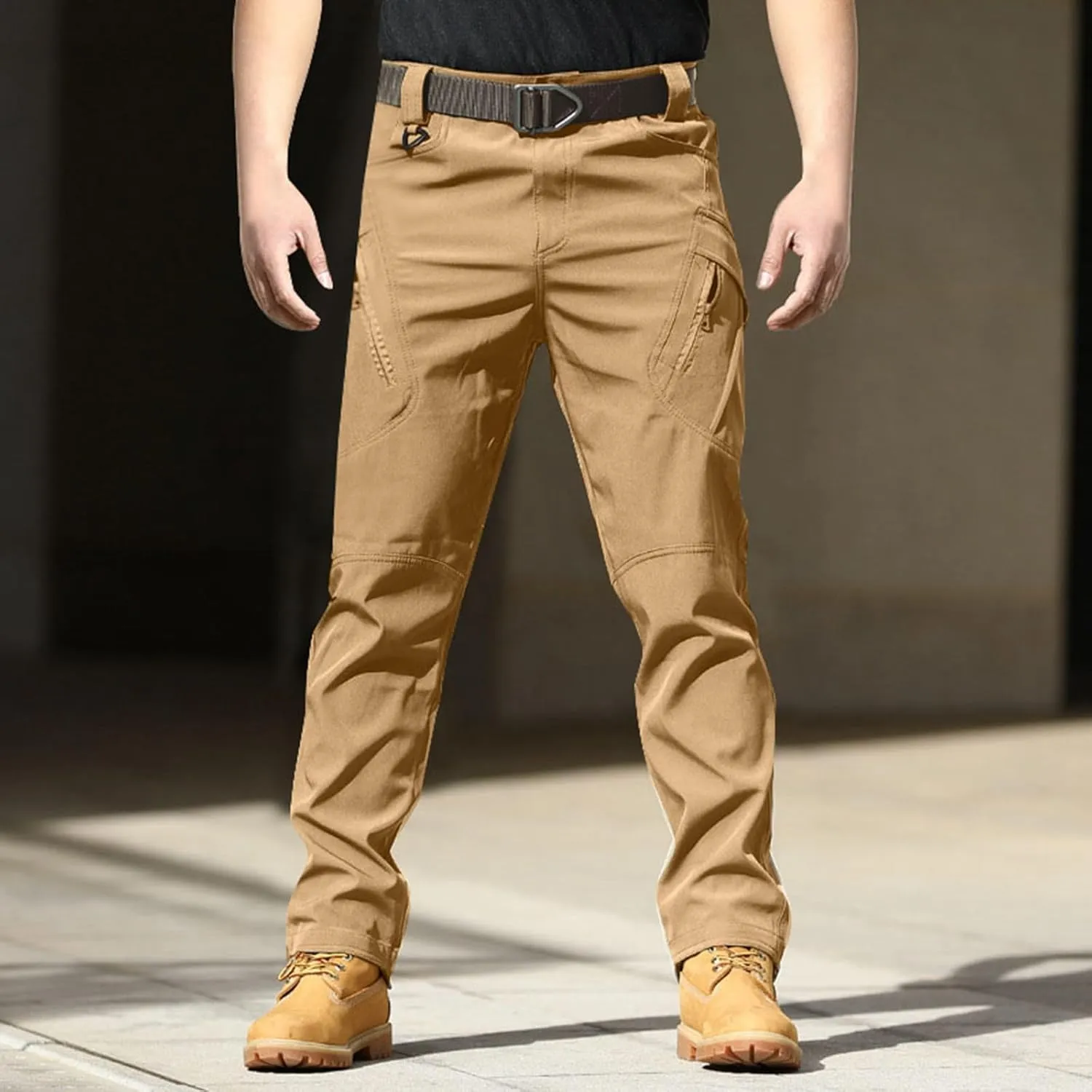 Mens Causal Cargo Pants Felaxed Fit Trousers Fashion Hiking Joggers Outdoor Wearing Overalls with Multi Pockets
