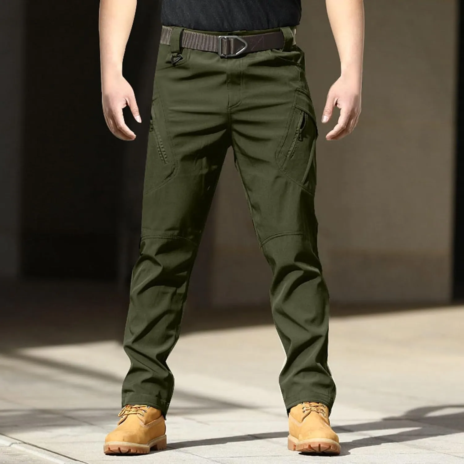 Mens Causal Cargo Pants Felaxed Fit Trousers Fashion Hiking Joggers Outdoor Wearing Overalls with Multi Pockets