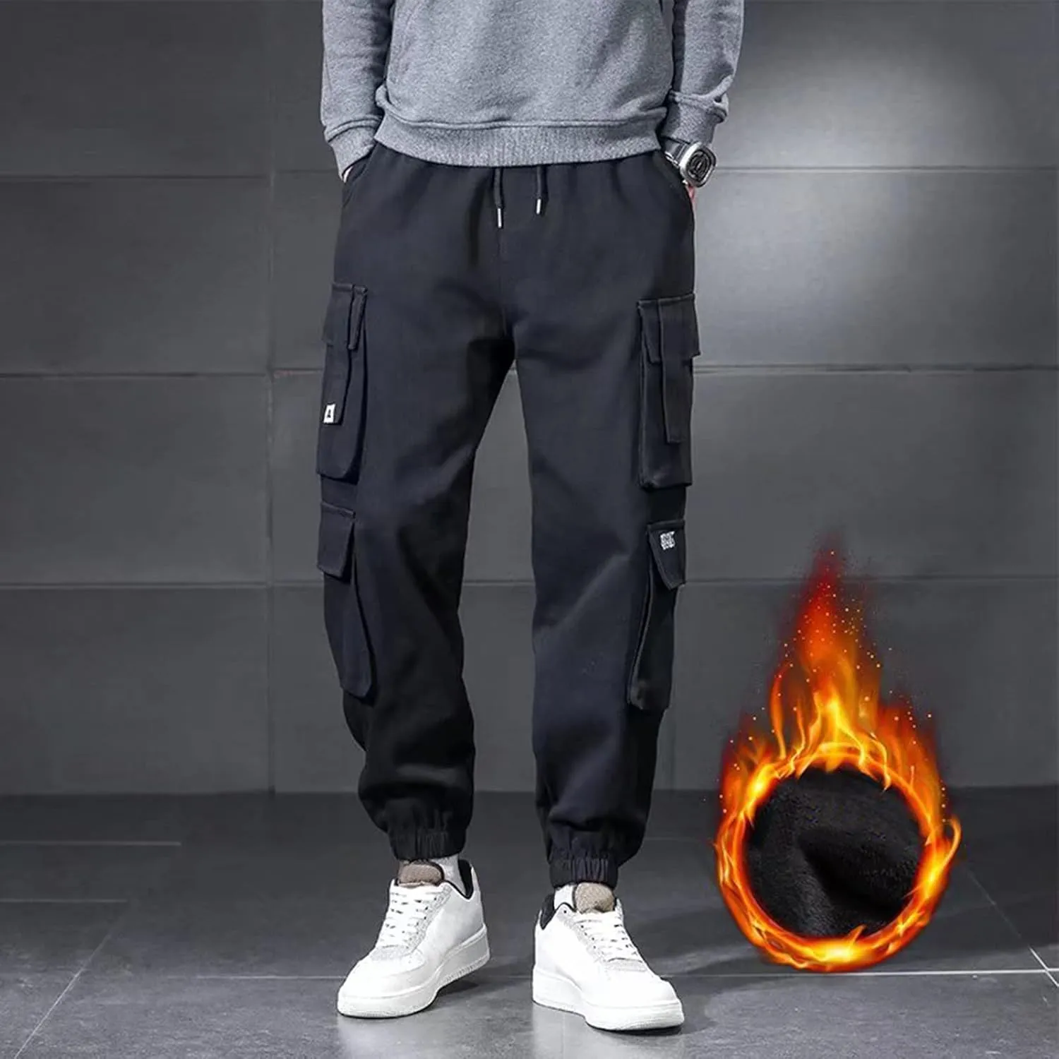 Men's Causal Cargo Pants Loose Fit Classic Trousers Fashion Hiking Joggers Outdoor Wearing Overalls with Pockets