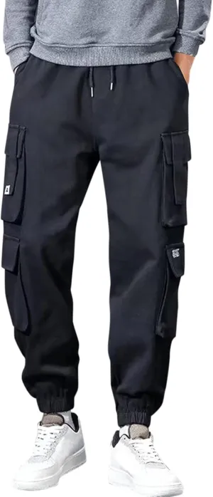 Men's Causal Cargo Pants Loose Fit Classic Trousers Fashion Hiking Joggers Outdoor Wearing Overalls with Pockets
