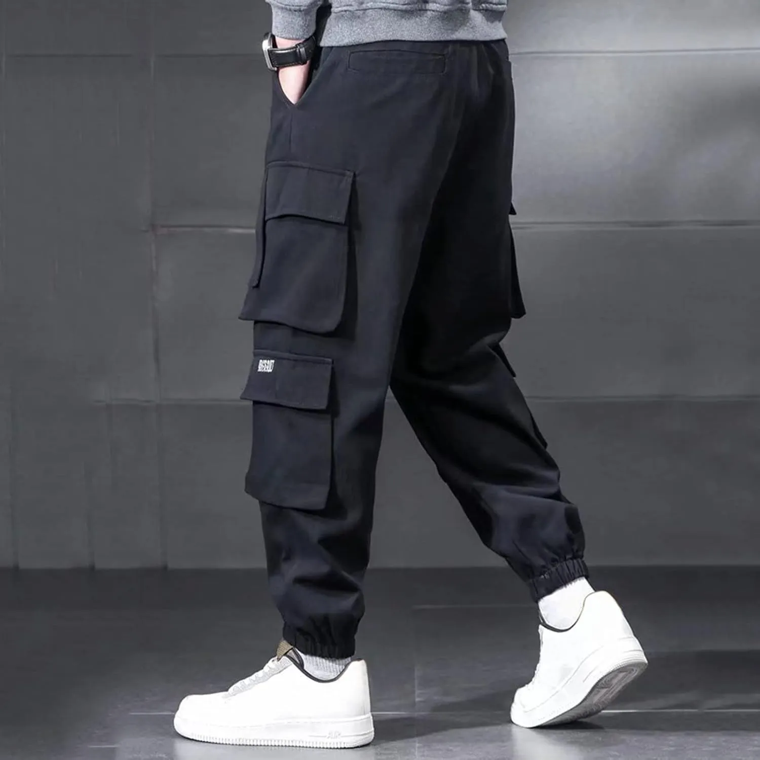 Men's Causal Cargo Pants Loose Fit Classic Trousers Fashion Hiking Joggers Outdoor Wearing Overalls with Pockets