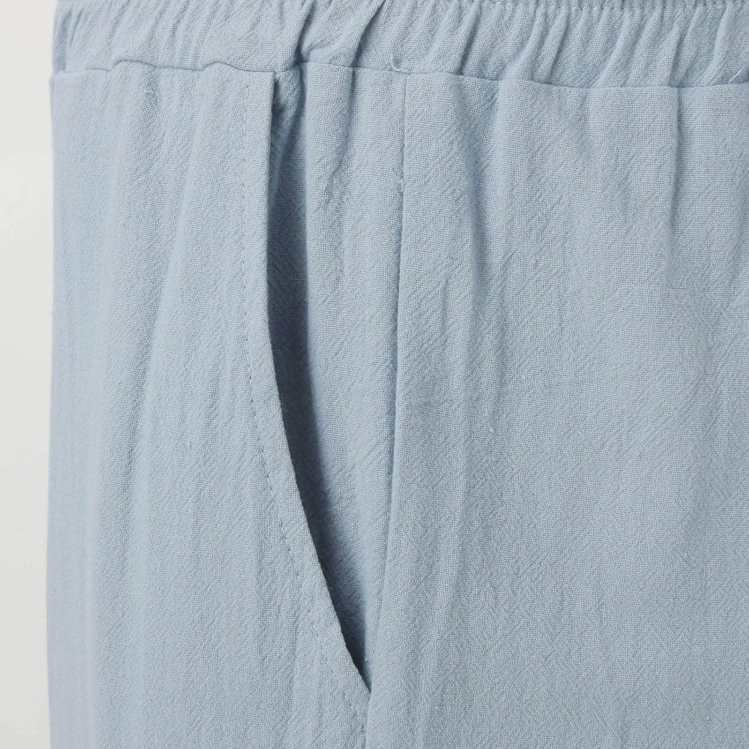 Men's Cotton Pants Lightweight Solid Color Pants Drawstring Elastic Waist Wide Leg Trouser Leisure and Daily Wear