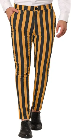 Mens Dress Pants Trendy Vertical Striped Suit Pants Slim Fit Stretch Casual Trousers Summer Outdoor Fashion Slacks