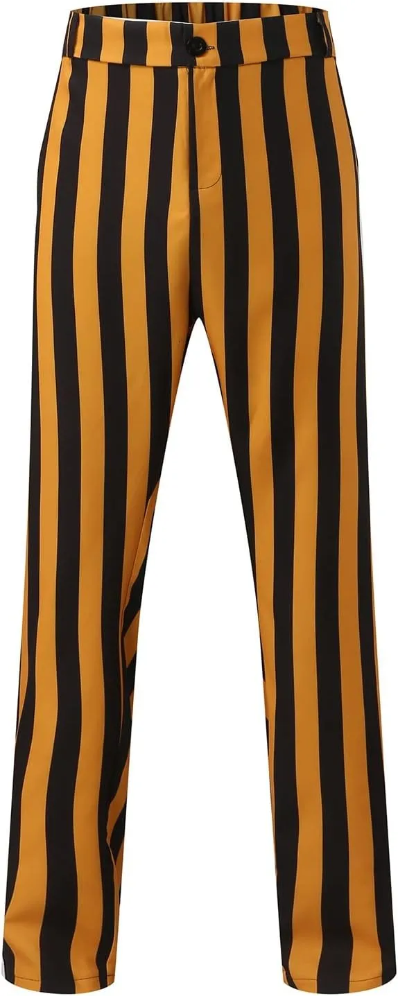 Mens Dress Pants Trendy Vertical Striped Suit Pants Slim Fit Stretch Casual Trousers Summer Outdoor Fashion Slacks