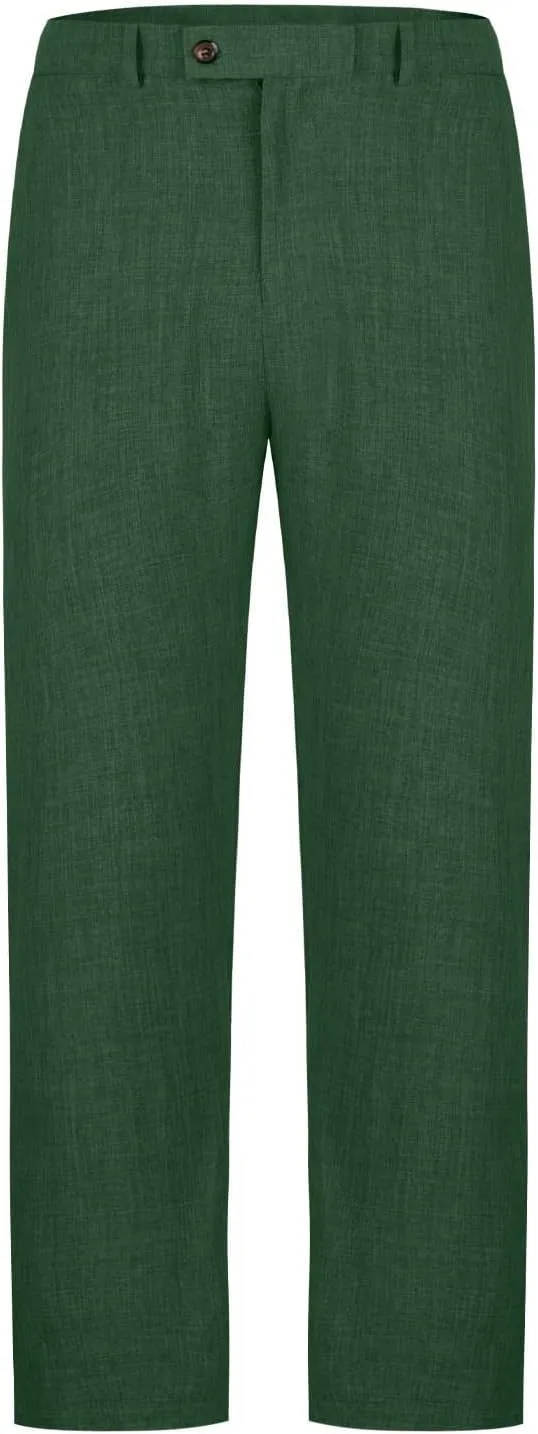 Men's Fashion Suit Pants Flat Front Ecpandable Waist Tapered Trousers Casual Slim Fit Business Golf Pants with Pocket