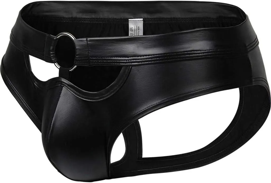 Men's Fashionable Sexy Lacquered Leather Hollow Out Ring Mens Underwear Briefs
