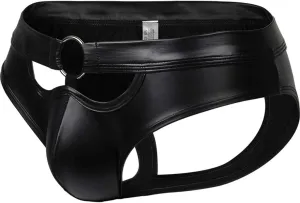 Men's Fashionable Sexy Lacquered Leather Hollow Out Ring Mens Underwear Briefs