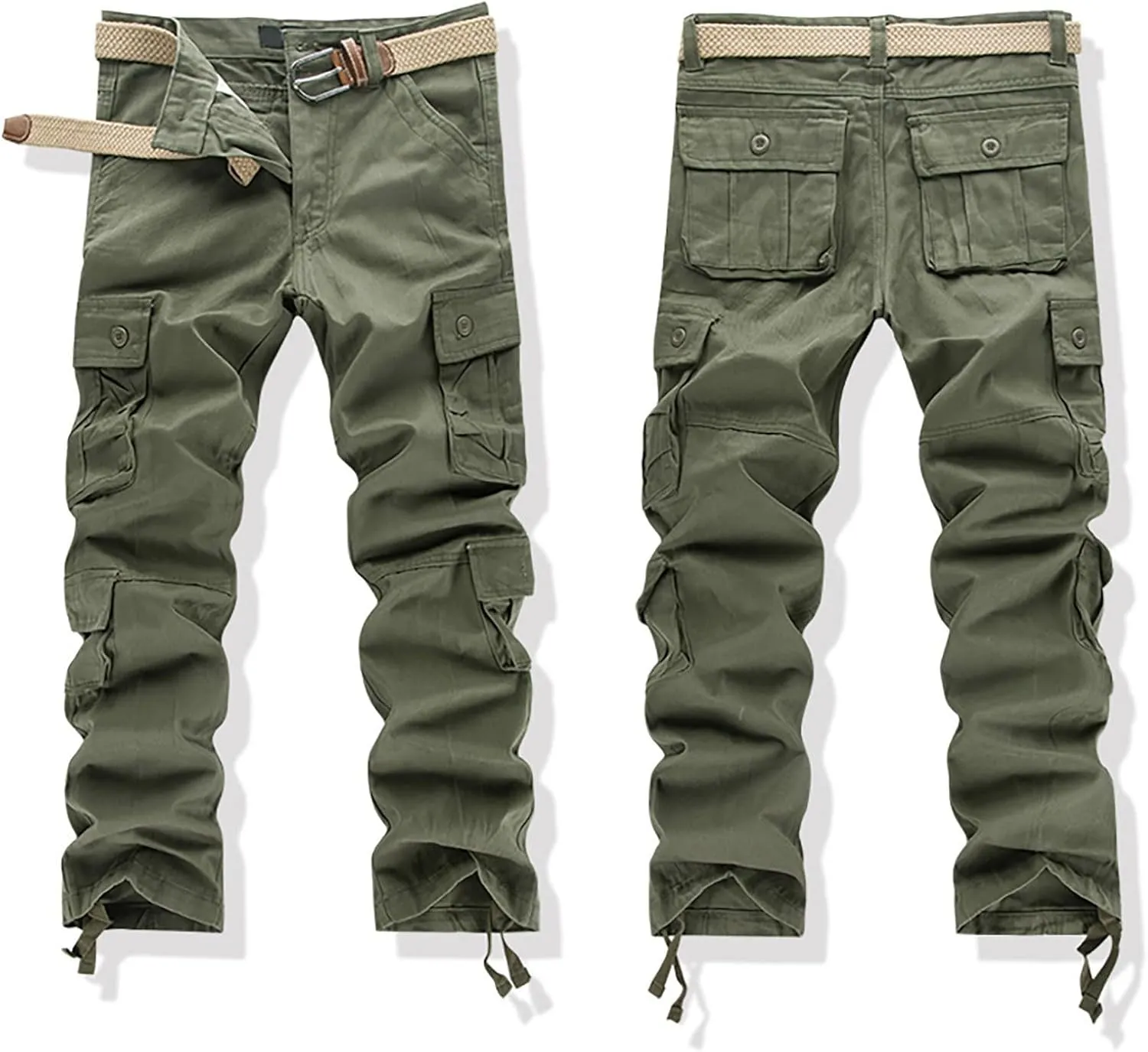 Mens Hiking Pants Cargo Trousers Hiking Pants 8 Pocket Plain Comfort Breathable Outdoor Daily Going Out Baggy Pants