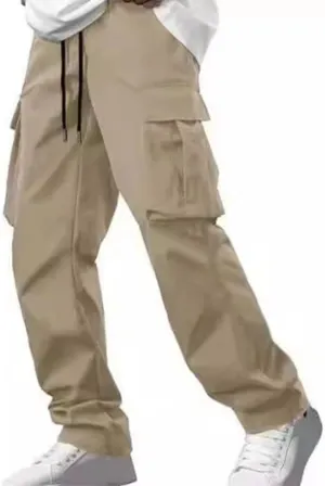 Men's Jogger Cargo Pant Elastic Waist Drawstring Straight Leg Sweatpants Lightweight Casual Trousers with Pockets