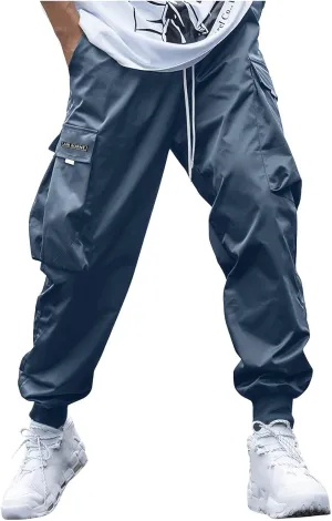 Men's Joggers Pants Casual Baggy Cotton Drawstring Tapered Sweatpants Cargo Hippie Loose Fit Trousers with Pockets