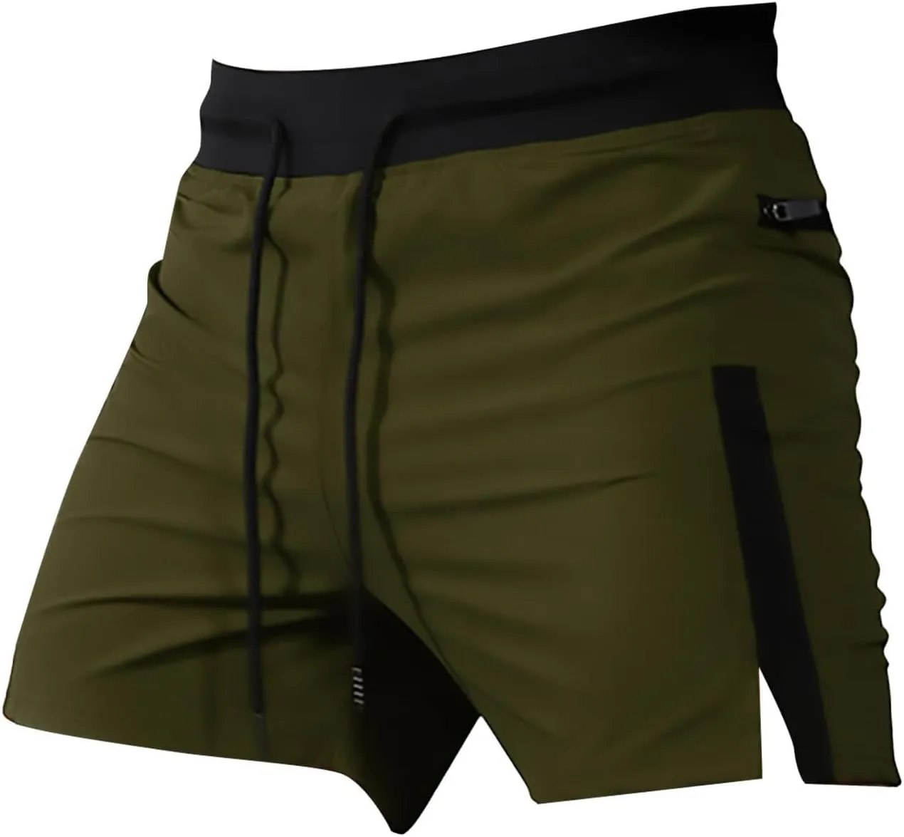Mens Lightweight Elastic Waist Cargo Shorts Slim Fit, Zipper Pockets, Activewear for Men's Fitness and Bodybuilding