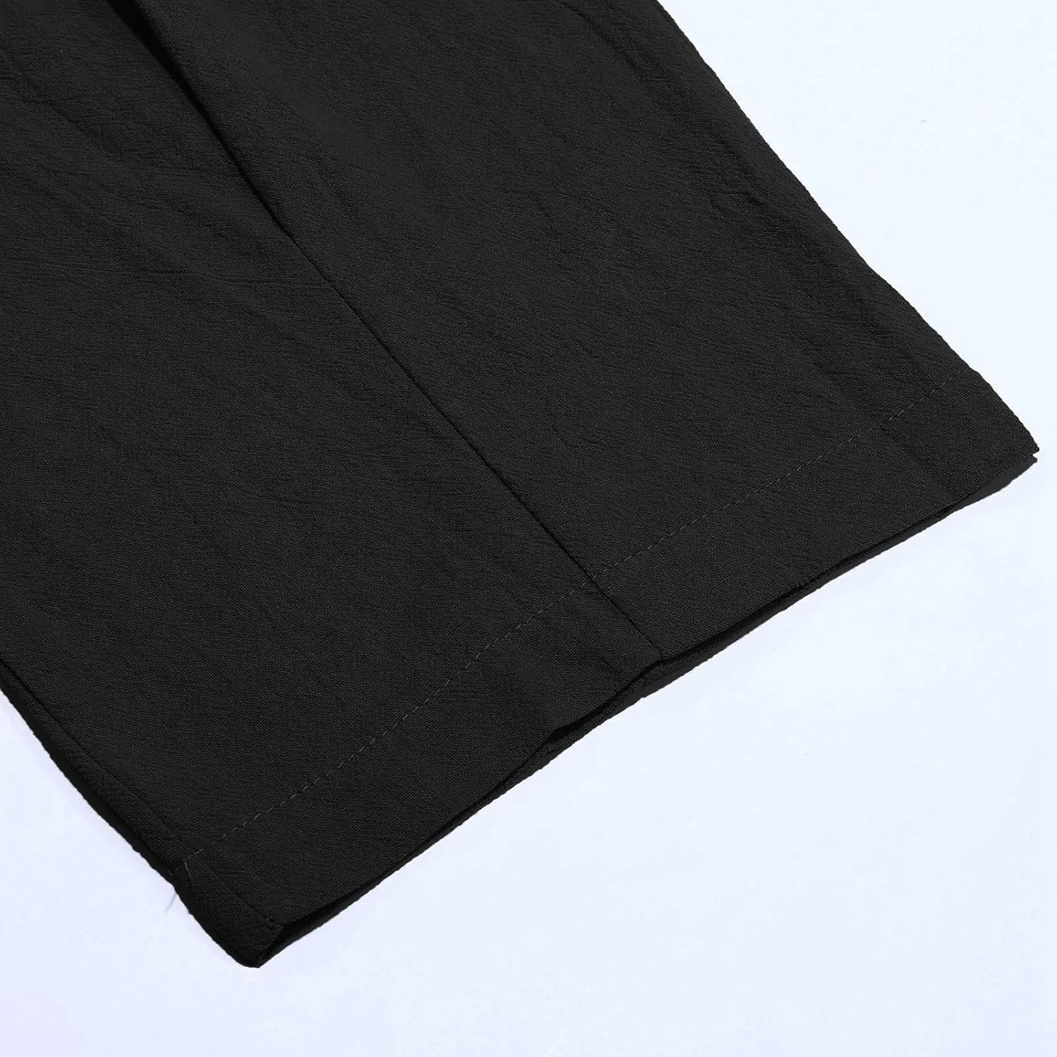 Mens Linen Harem Drawstring Pants, Casual Elastic Waist Lightweight Hippie Loose Wide Leg Pants with Pocket