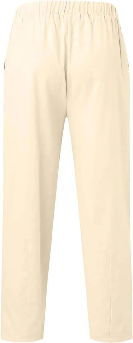 Mens Linen Pants Casual Elastic Drawstring Waist Lounge Beach Pants Summer Casual Straight Leg Dress Trousers
