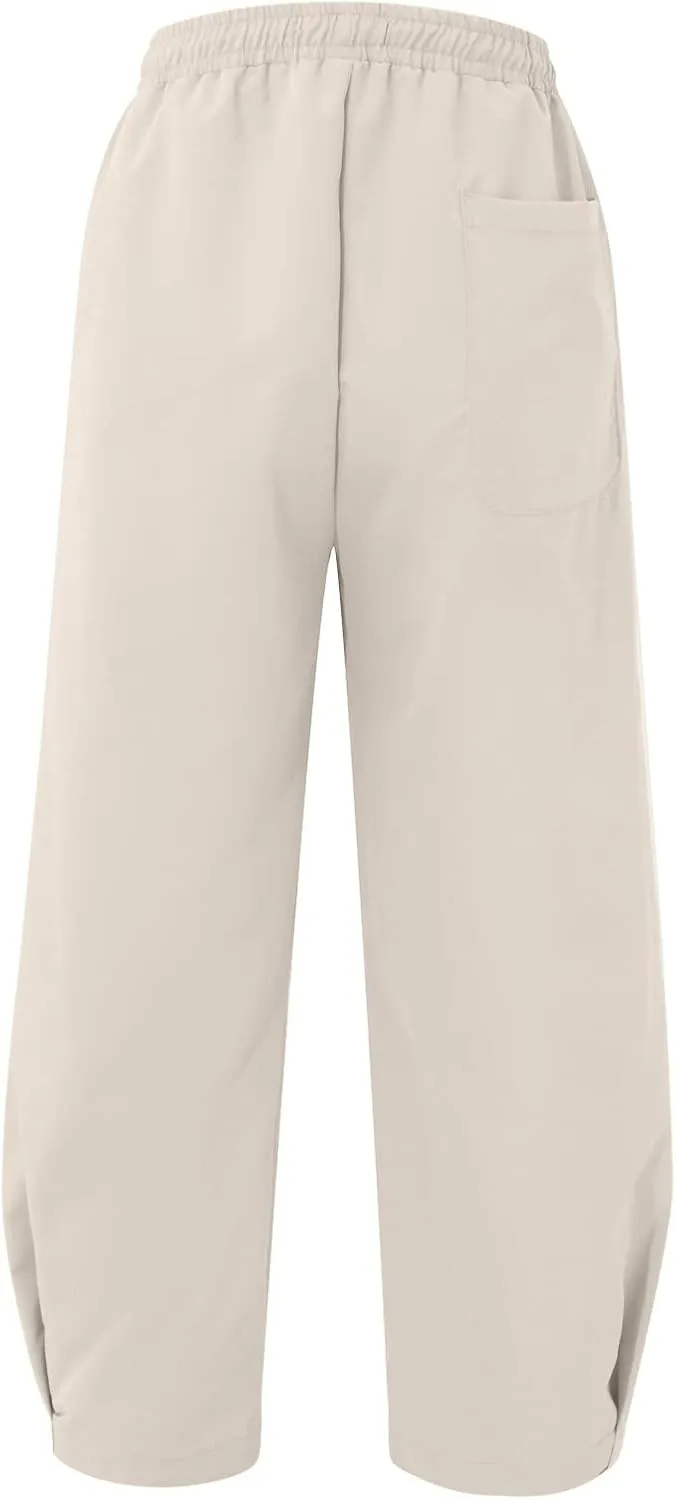 Mens Linen Pants Lightweight Loose and Light Running Workout Gym Track Pants Multi-Pocket Summer Beach Yoga Trousers
