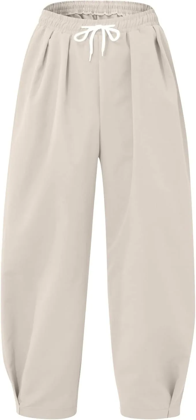 Mens Linen Pants Lightweight Loose and Light Running Workout Gym Track Pants Multi-Pocket Summer Beach Yoga Trousers