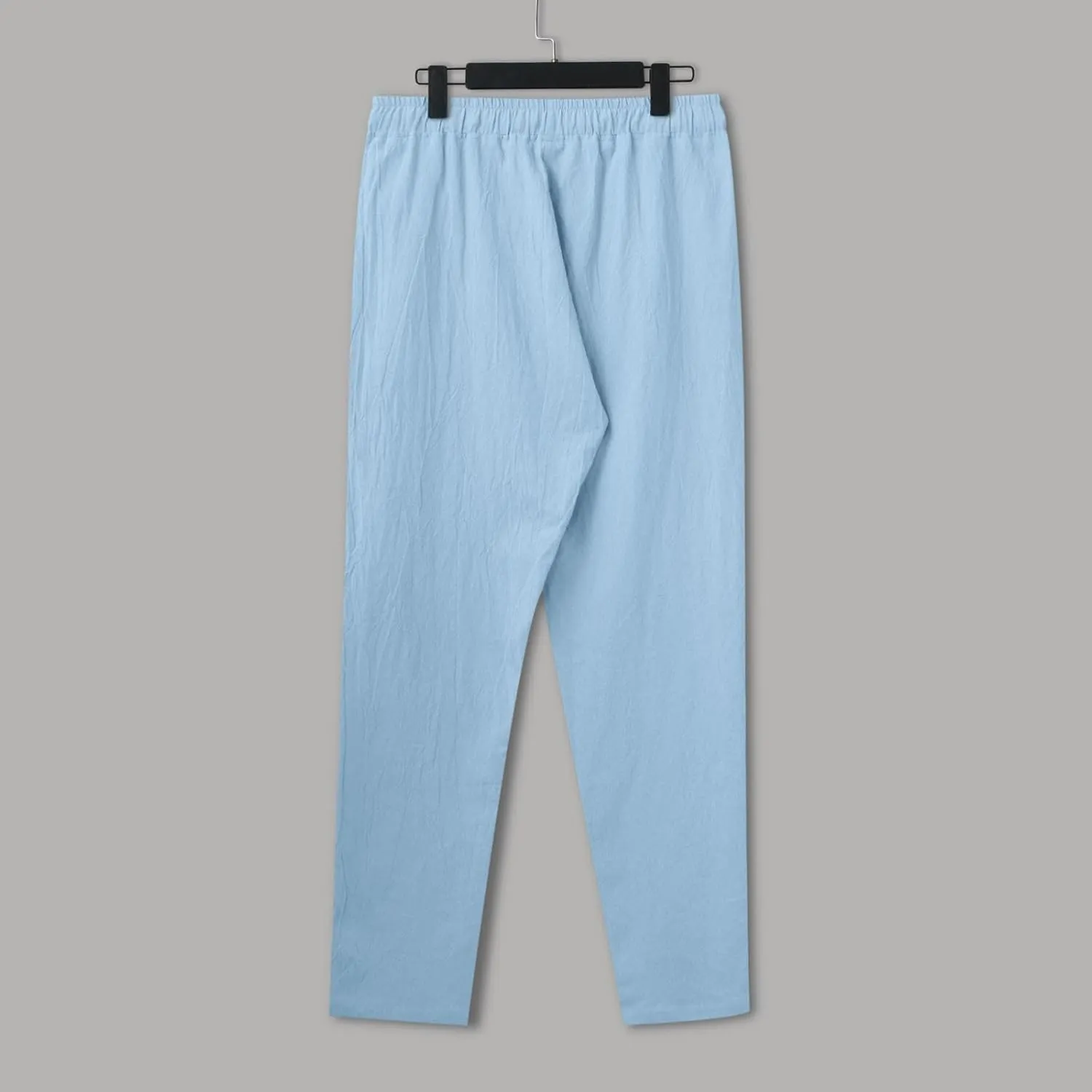 Mens Linen Yoga Lightweight Joggers Pants, Loose Casual Summer Elastic Waist Drawstring Baggy Trousers with Pocket