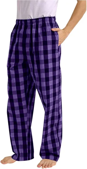 Mens Pajama Pants Wide-Legged Plaid Printed Drawstring Pockets Casual Pants Fall and Winter Sleepwear Pants