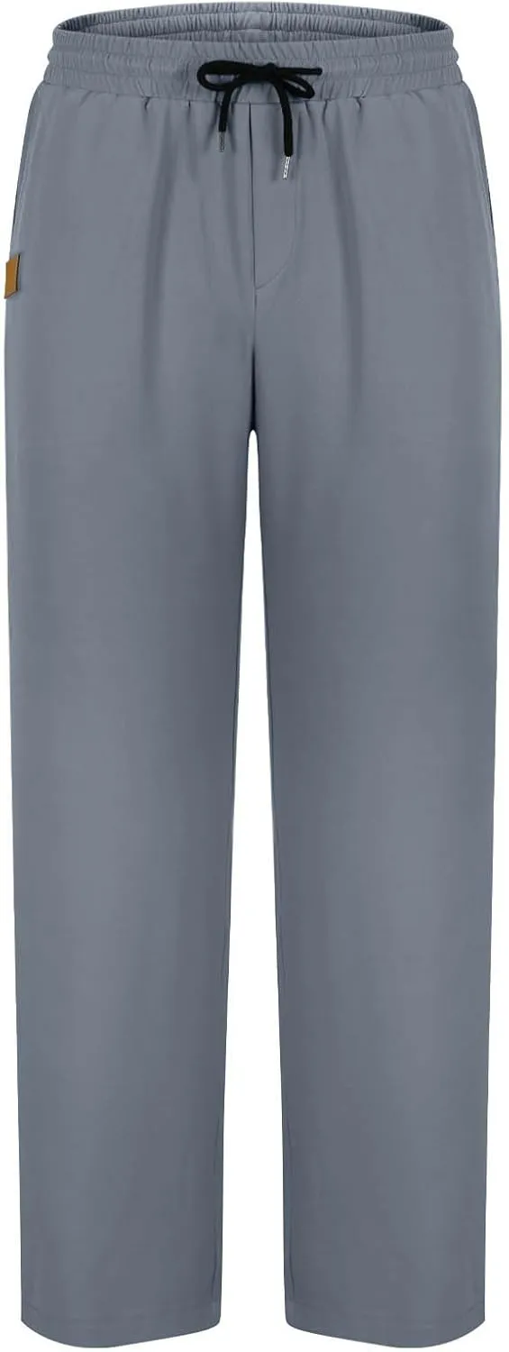 Mens Pants Cargo Elastic Waist Drawstring Straight Pants with Pocket Casual Outdoor Jogger Running Sport Trousers