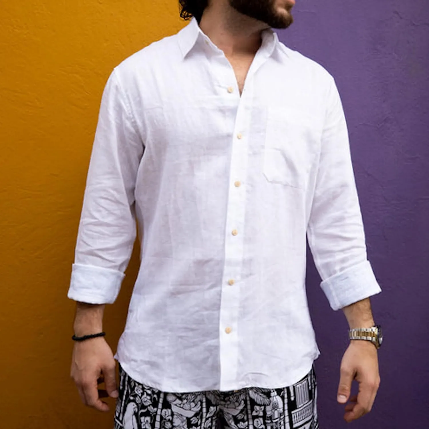 Men's Short Sleeve Button-Down Shirt, Printed Modern Hawaiian Shirt, Soft Rayon, Regular and Relaxed Fit