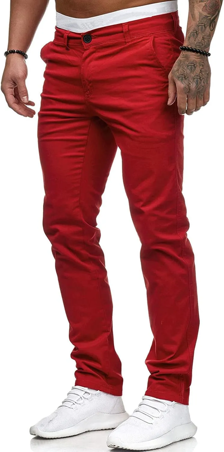 Mens Slim Fit Dress Pants Casual Work Skinny Suit Pants Flat-Front Stretch Chino Tapered Straight Leg Golf Dress Pant Trouser