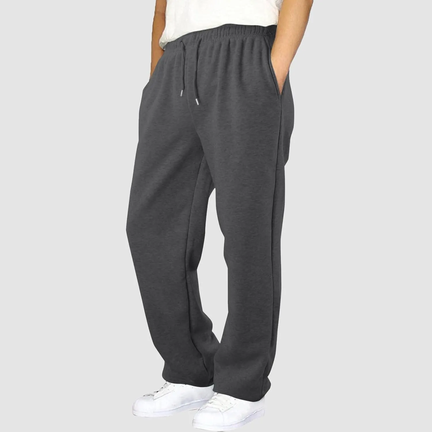 Men's Slim Fit Tapered Chino Pants, Fleece Lined Sweatpants Straight Leg Workout Comfy Pants Bottom Sweatpants Joggers