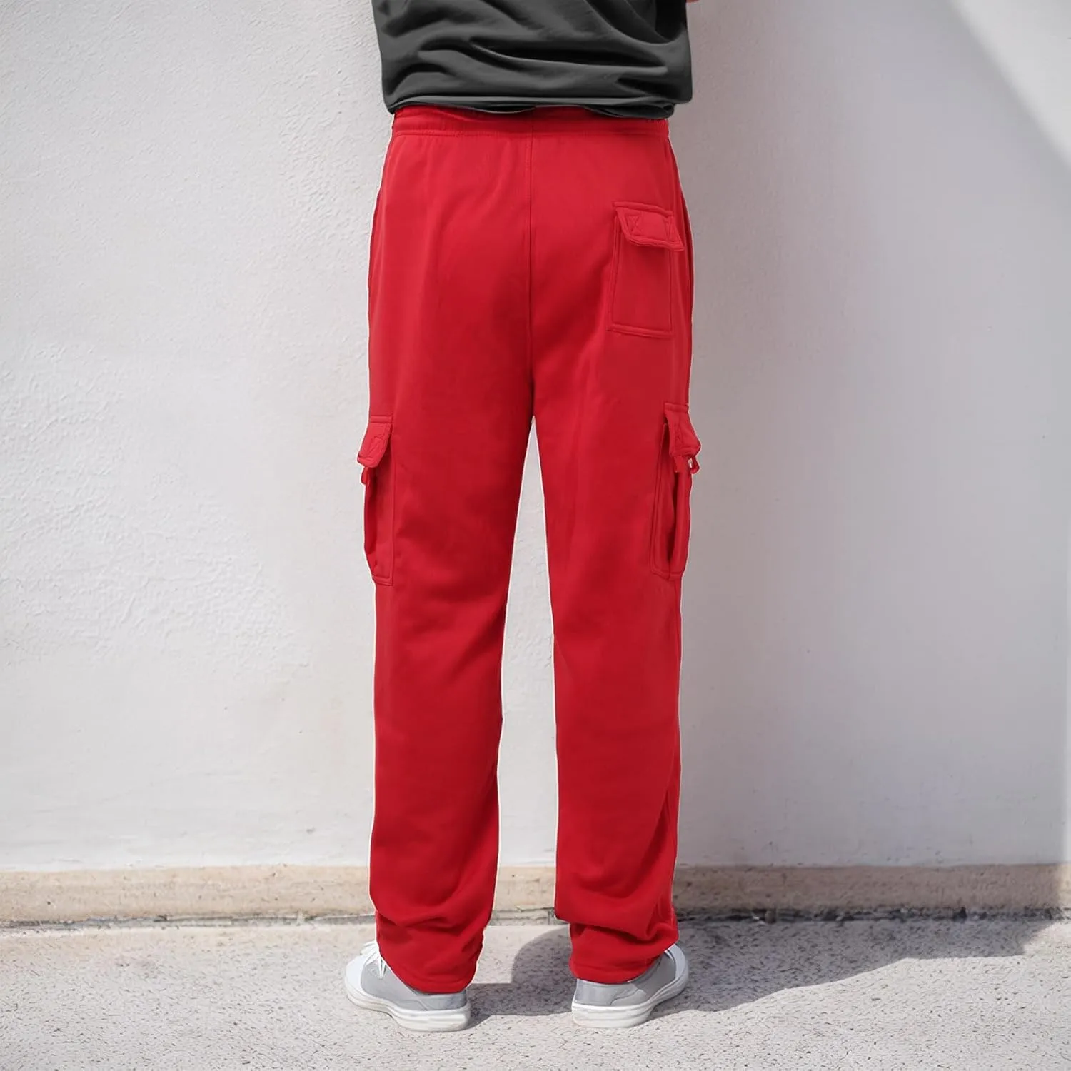 Mens Sweatpants Drawstring Elastic Waist Wide Leg Pant Loose Fit Baggy Pants Hiking Hunting Work Trousers