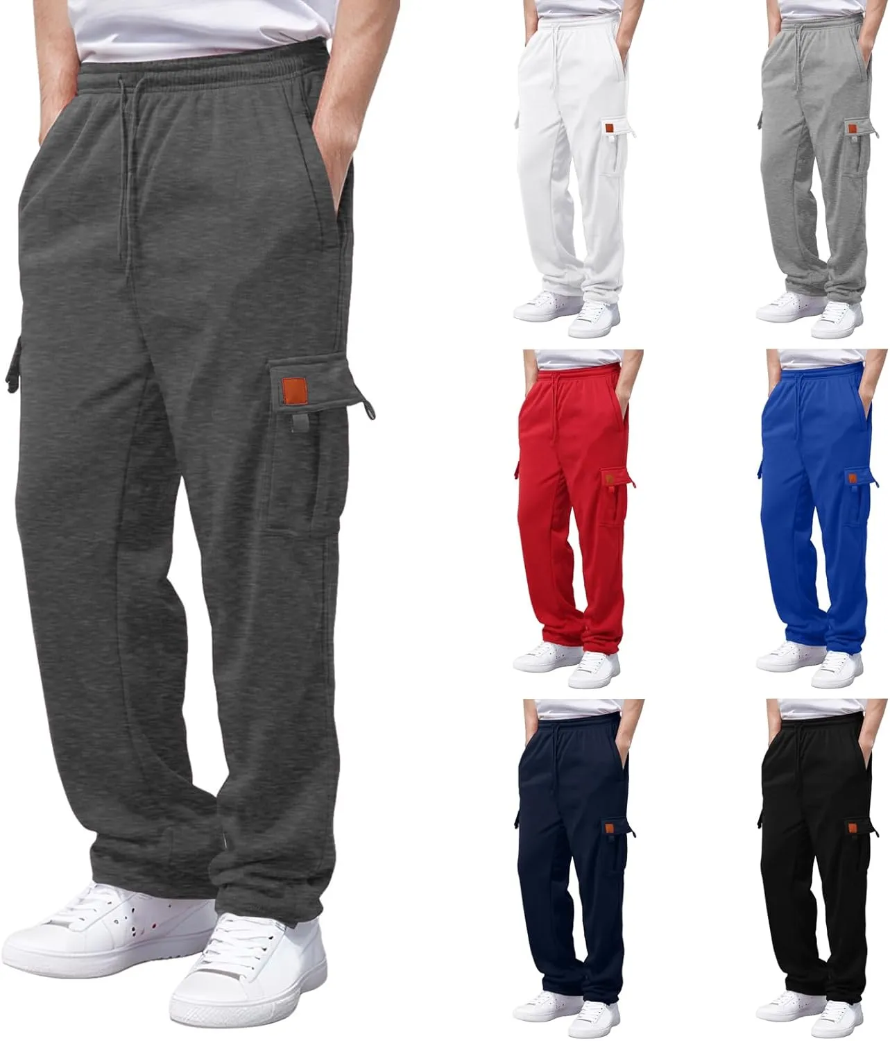 Mens Sweatpants Drawstring Elastic Waist Wide Leg Pant Loose Fit Baggy Pants Hiking Hunting Work Trousers