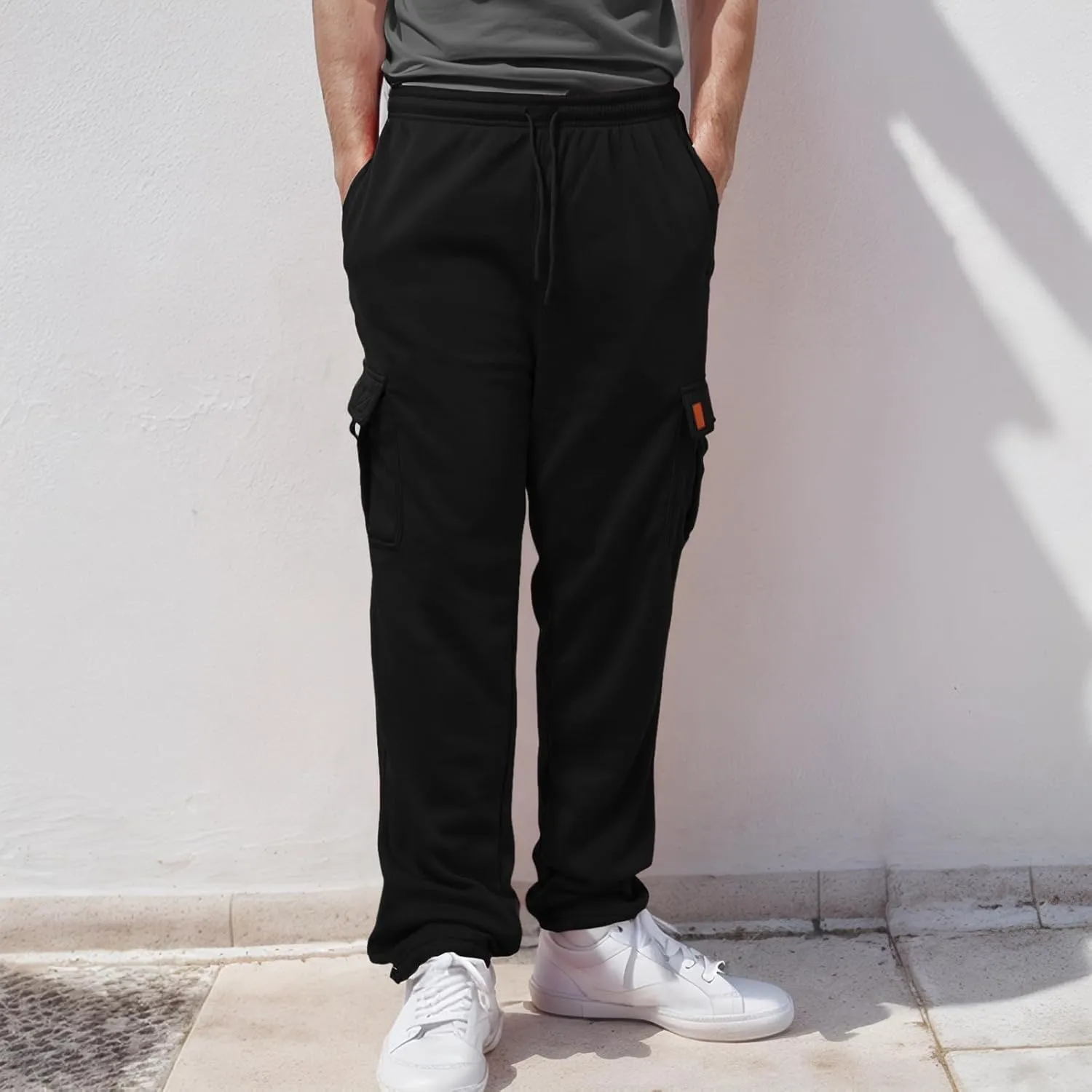 Mens Sweatpants Drawstring Elastic Waist Wide Leg Pant Loose Fit Baggy Pants Hiking Hunting Work Trousers