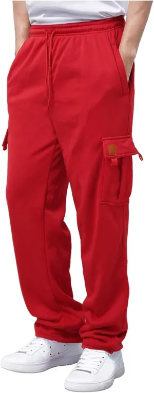 Mens Sweatpants Drawstring Elastic Waist Wide Leg Pant Loose Fit Baggy Pants Hiking Hunting Work Trousers