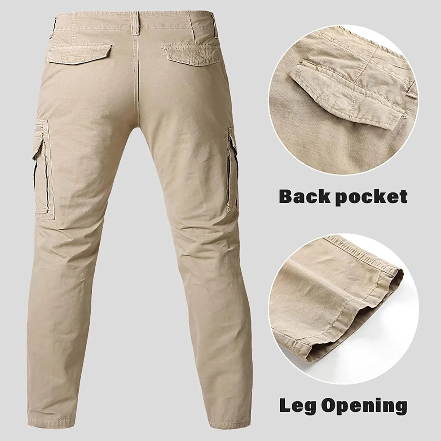 Mens Sweatpants Joggers Elastic Cuff Outdoor Hiking Pants Multi Pockets Comfort Utility Cargo Work Pants Regular Fit